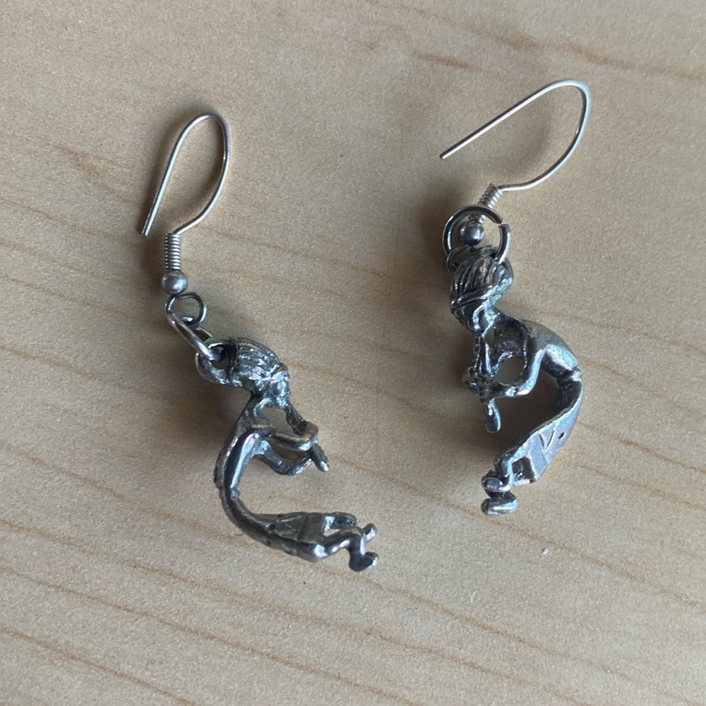 Pair of Vintage silver Kokopelli earrings